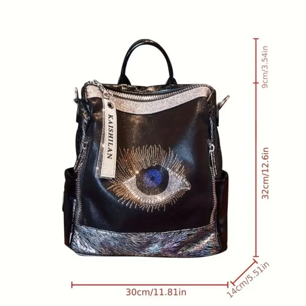 Black Eye-Embellished Women's backpack/shoulder bag
